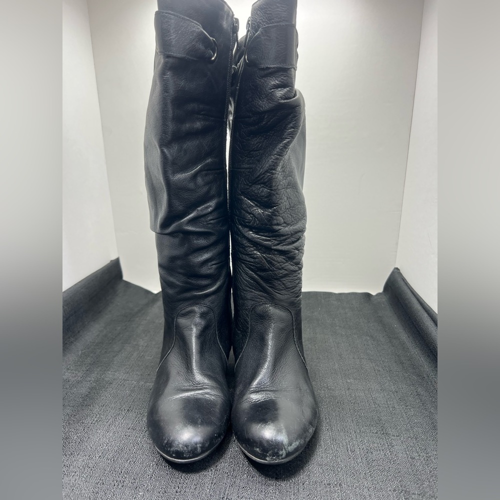 Eric Michael Women Sz 37 EUR Black Leather Slouch Tie Bow Fashion Boots - Picture 3 of 9